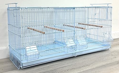 Large White Stackable Breeder Bird Flight Cage Side Breeding Nest Box Door with Center Removable Divider (White, 30"x11"x15"H Lot-4) - color: White