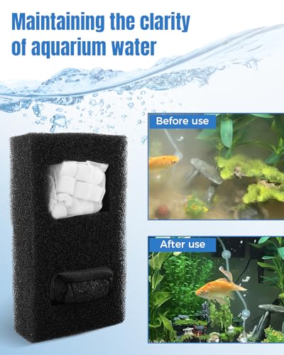 2 Set Aquarium Filter Media Fit for Fluval SPEC, EVO, Betta, Flex Desktop Aquarium Series, Includes 2 Ceramic Rings, 2 Foam Filters A1376, 2 Activated Carbon Filters, 1 Filter Cable