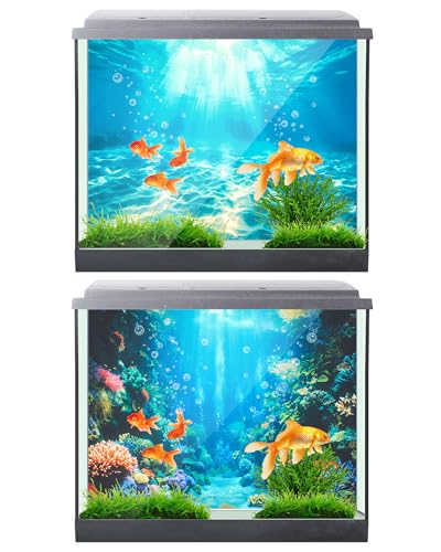 4 Pack Aquarium Background Polyester 11.8 x 11.8 Inch Cloth Fish Tank Background Undersea Corals Sunshines Rock Aquatic Plants Wallpaper with Double-Sided Tape - size: 11.8 x 11.8 Inch