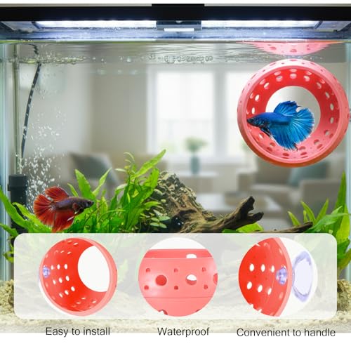 Betta Bulb Hide, Betta Tunnel Shrimp Cave Aquarium Fish Hideout with Suction Cup Aquarium Cave Decor for Shrimp, Guppies Guppy Hiding Resting (Pink)