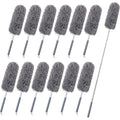 Tanlade 12 Pcs Microfiber Feather Duster for Cleaning 13-31 Inch Extendable Cobweb Dusters Ceiling Fan Duster Washable Bendable Tool for Office Car Window Furniture (Gray) - color: Gray