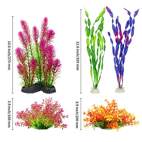 MyLifeUNIT Artificial Aquarium Plants, Plastic Fish Tank Plants for Aquarium Decorations, Pack of 7 (Style A)