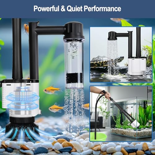 AQQA Electric Aquarium Gravel Cleaner, 8 in 1 Fish Tank Vacuum 480GPH 30W with Water Changer Sand Washer Filter Pump Oxygen Boost, Gravel Vacuum for Freshwater Saltwater Turtle Tanks