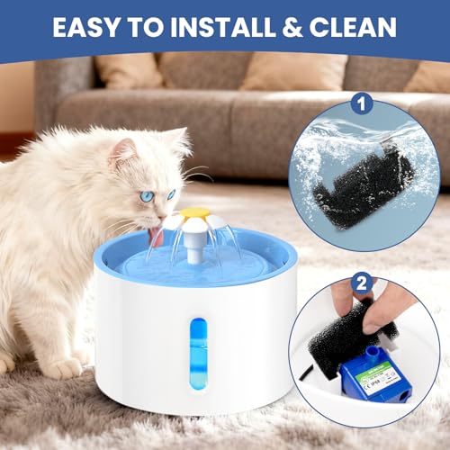 16 Pack Cat Water Fountain Sponge Filters, Replacement Foam Pre-Filter Sponges for 67oz/2L & 81oz/2.4L Pet Fountain (Pump Not Included)