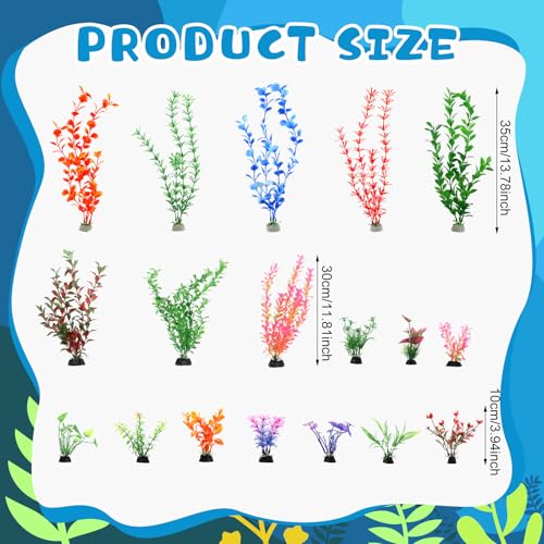 Outus 18 Pcs Under The Sea Party Decorations Ocean Theme Birthday Party Decorations 4" 12" 14" Artificial Fake Seaweed Plants Table Centerpiece for Summer Underwater Fish Tank Lifelike Decor