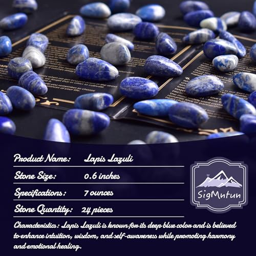 Lapis Lazuli Healing Crystal Stone Set - 24 Pieces, 0.6" Natural & Polished Stones for Healing, Meditation, Reiki, Chakra, Crafting & Decoration - color: Lapis Lazuli, size: 0.6"