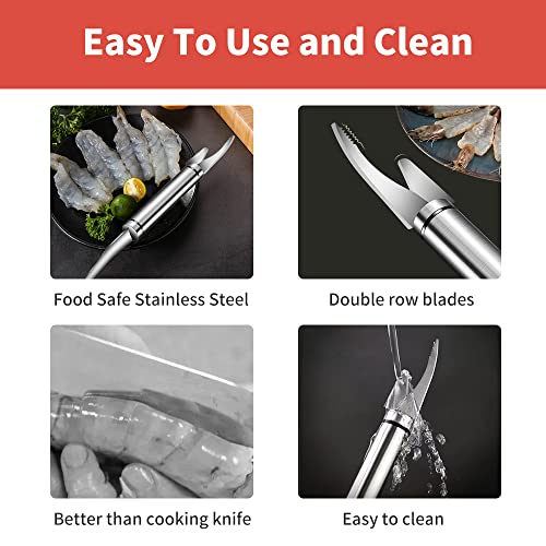 2PC Shrimp Deveiner Tool Stainless Steel Shrimp Deveining Tool Efficient Shrimp Peeler and Deveiner Tool Portable Shrimp Cleaner Shrimp Knife for Easy Shrimp Deveining Shrimp Cleaning Tool