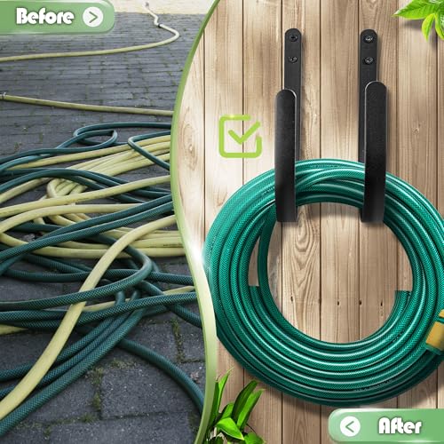 Garden Hose Holder Outside: 2 Pack Wall Mount Water Hose Hanger Organizer Outdoor - Heavy Duty Rustproof Hanging Hose Rack Hook for 150FT Storage - color: B-2PCs