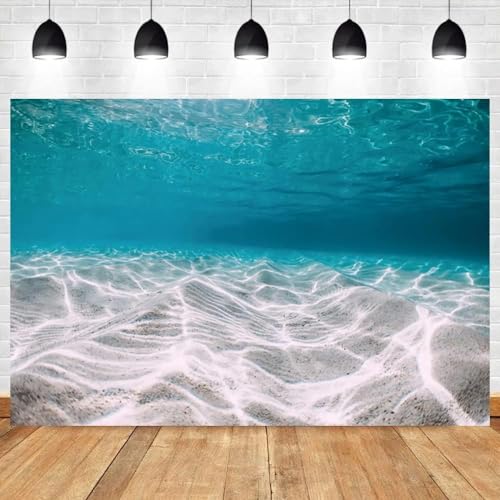 Renaiss 6x4ft Under The Sea Backdrop Blue Sea Water Ocean Sunshine Sunlight Deep Underwater World Aquarium Photography Background for Travel Holiday Seaside Party Decor Photo Studio Props - color: WSNWH17697, size: 6x4ft