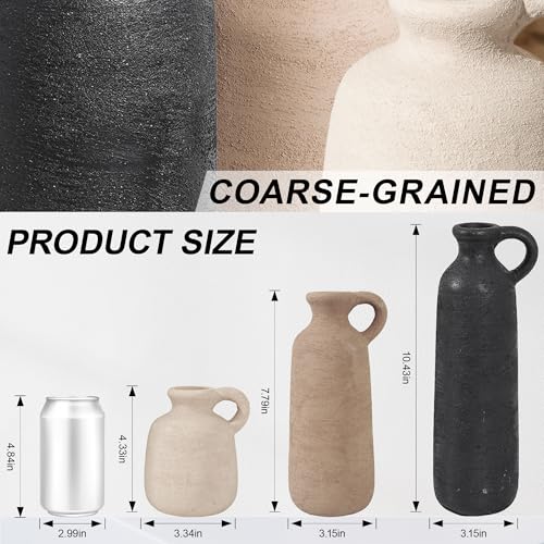 Ceramic Vase Set, 3Pcs Flower Vases for Modern Boho Farmhouse Decor, Decorative Vases for Pampas Grass & Dried Flowers, Distressed Finish - color: F