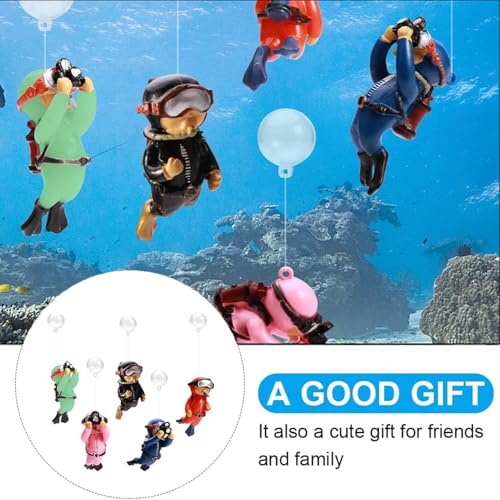 2-Pack Tank Decorations, Cute Little Diver, Aquarium Decoration Accessories Ornaments with Float Ball, Playmate for Tank Suitable for All Kinds of Fish and Tanks (Black) - color: Black