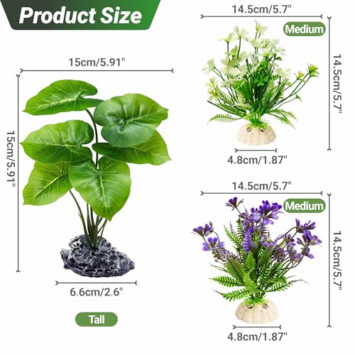 GOZILLA Fish Tank Plants, Reptile Artificial Plastic Plants, Reptile Plants for Terrarium, Aquarium Decorations Resin Pedestal Ornaments for Fish Tank Accessories Set.(4PCS/C-Set) - color: 4 Pcs/ C Set