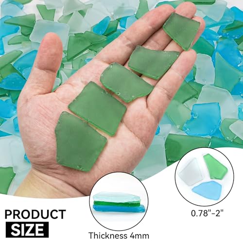 Keedolla Sea Glass for Crafts - 10 OZ Flat Frosted Seaglass Pieces Crushed for DIY Art Crafts, Vase Filler, Beach Weddings, Aquarium and Home Decor - Green - color: Green, size: 10 OZ / 0.63 LB