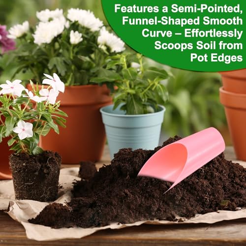 M METERXITY 6-Pack Bonsai Soil Scoops, Plastic Garden Soil Scoops Bucket Shovel Potting Scoopers for Transplanting/Flower Planting/Plant Succulent, Colorful Small Gardening Tools [Green, Pink] - color: Green, Pink