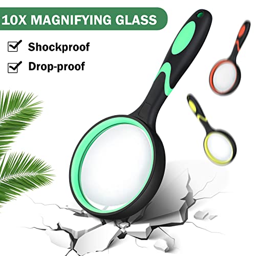 20 Pcs 10x Magnifying Glass for Kids and Seniors Non-Slip Handheld Reading Magnifier 75 mm Magnifying Lens for Book Newspaper Reading Classroom Science Nature Exploration Back to School Gifts