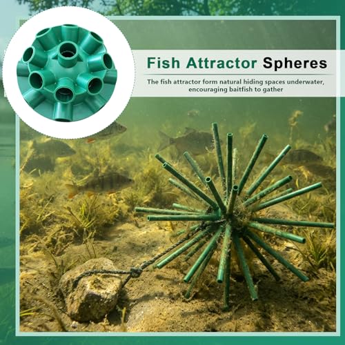 Chunful Round Fish Attractor, Fishing Attractant Sphere Fish Structure Habitat for Ponds Lakes Rivers, Fishing Gear Equipment Accessories, Tubes Not Include
