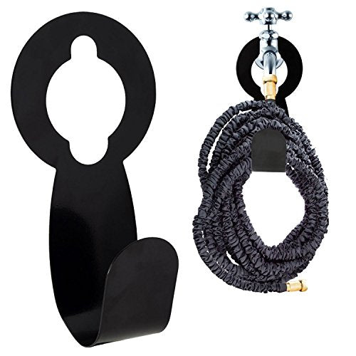 chic style Garden Hose Holder Hook, Pack 2 Metal Hose Hangers for 50ft 25ft Expandable Hose - size: 2 Pack 8.66 *3.54*2 Inch