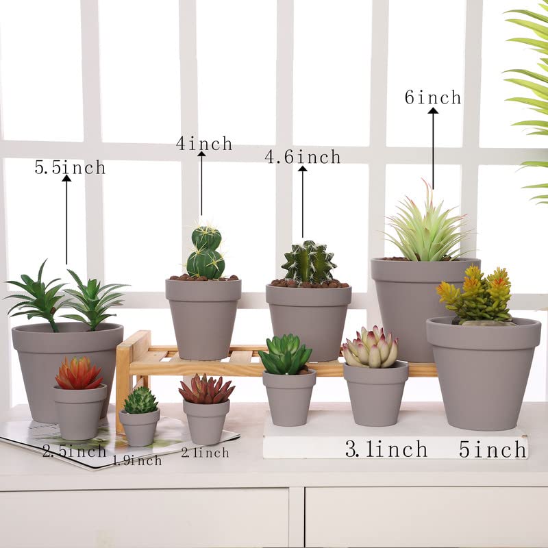 Yishang 2.5 inch Grey Terracotta Pots with Drainage Holes,Small Mini Clay Ceramic Pottery Planter,Cactus Flower Terra Cotta Pots,Succulents Nursery Pots for Indoor/Outdoor Plants,Crafts-12 Pack - color: Gray
