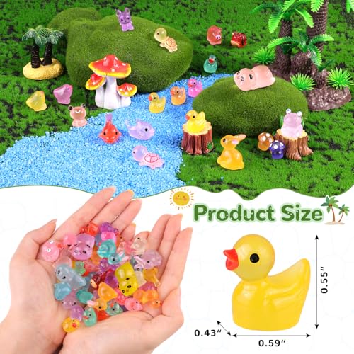 110PCS Mini Resin Animals Miniature Figures to Hide,Tiny Cute Figurines Glow in Dark, Little Animal Small Accessories for Topper Desk Garden Dollhouse Landscape Aquarium Ornaments Crafts & Decor - color: Luminous Animals B-110pcs