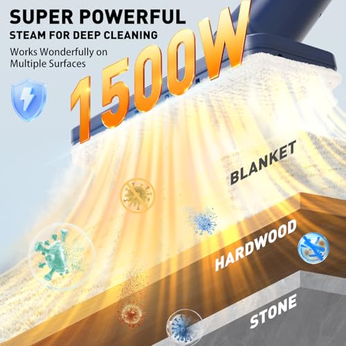 1500W Floor Steam Mop,Powerful Steam Mop for HardWood Floors with LED Display,Steam Mops for Floors Cleaning Steamer with 500ml Tank,Floor Steamers for Hardwood&Tile,10s Heat-Up