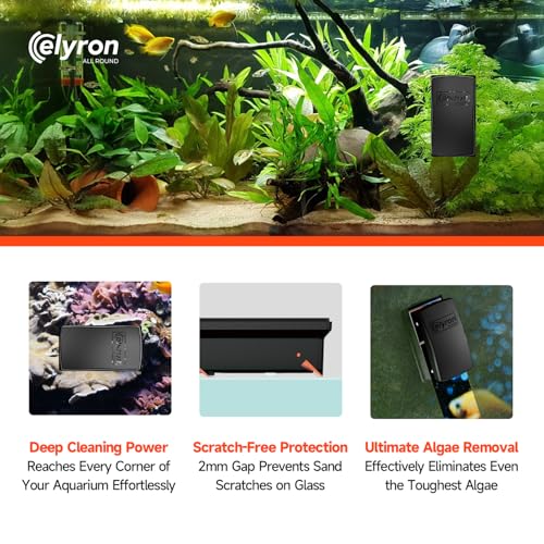 Elyron Dual Scraper Magnetic Aquarium Cleaner, Strong Magnetic Fish Tank Cleaner & Aquarium Algae Scraper for Glass/Acrylic Tanks (Small for 1/2" (12mm) Thick Glass)