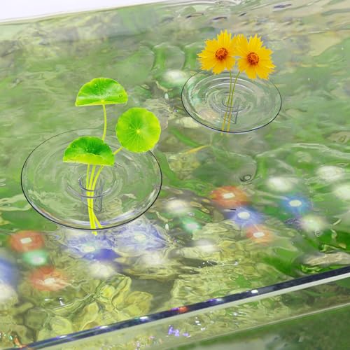 SnowTing 10 PCS Mini Floating Aquarium Plant Holder, Clear Plastic Round Simple Style Fish Tank Fixing Ring for Small & Single Flower Water Plants (OD 2.76'' and 2'')