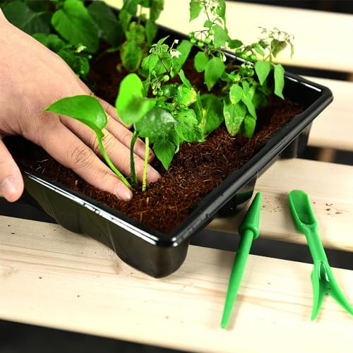 YoleShy 5 Packs Seed Starter Tray with Dome Reusable Plastic Plant Growing Trays with Humidity Domes Thickened Sturdy for Seed Starting Germination Growing Seedling Propagation,14.5"x9" - size: 5 Pack with Domes