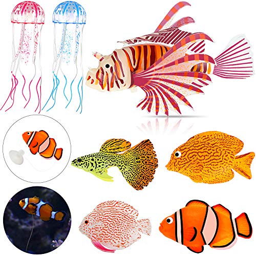 Weewooday 7 Pieces Artificial Fish Colorful Fake Fish Glowing Effect Aquarium Decor Floating Ornament for Tank Decoration(Classic Color) - style: Classic Color