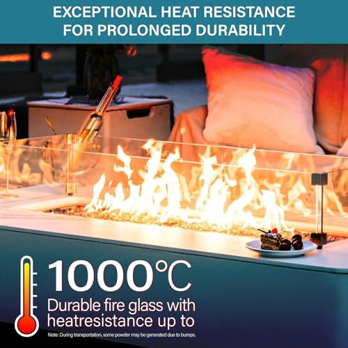 NUPICK 10 Pound Fire Glass, 1/2 Inch Reflective Fire Pit Glass, Tempered Firepit Glass Rock for Propane or Natural Gas, Glass Rocks for Fire Pit Table or Fireplace, Aqua Blue & Copper & Platinum Mix - color: Aqua Blue & Copper & Platinum Mix, size: 10 Pou