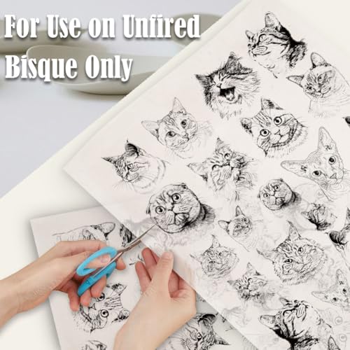 SUPERDANT 4PCS Cat Avatar Underglaze Paper Transfer Cute Kitty Transfer Papers for Clay Ceramic Porcelain Under Glaze Transfers for Pottery Enamel Decals Black Underglaze Decal Handcrafted Gifts - style: Cat Avatar