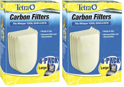 Tetra Carbon Filters for Aquariums, Fits Whisper EX Filters, Cleans Aquarium Water, 4 Count (Pack of 2) - size: 4-Count (Pack of 2), style: large