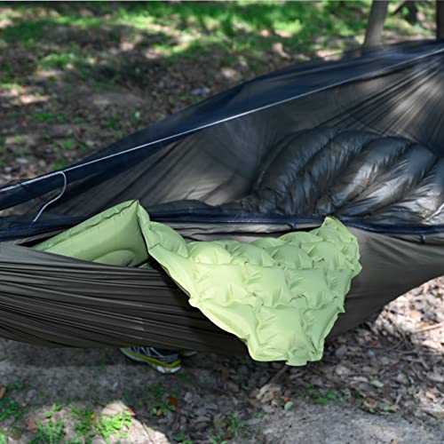 Onewind 11ft Zipper Hammock with Mosquito Net for Camping, Portable Double-Layer Northers Hammock with Adjustable Ridgeline for Camping, Hiking and Backpacking, OD Green, Sleeping Pad Not Included - color: Od Green-double Layer Hammock Bed, size: 11' x 64