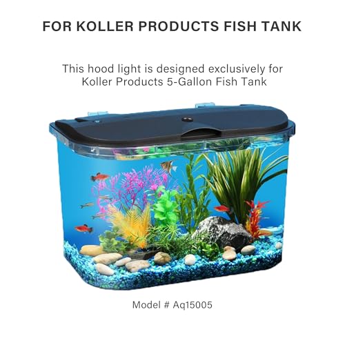 Replacement Top and Light and 12V1A Power Adapter for Koller Products 5 Gallon Fish Tank