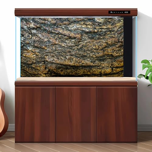 Old Tree Bark Aquarium Background Wood Texture Reptile Tank Background Aged Rough Natural Wooden Bark Habitat Terrarium Background Wooden Textured Aquarium Fish Tank Background Poster Decors 24x16in - color: Brown, size: 24(W)x16(H)inches/ 60(W)*40cm(H)