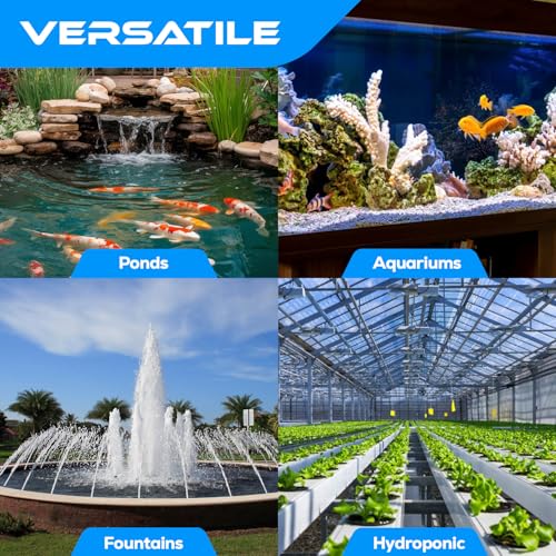 634 GPH Amphibious Submersible and Inline Water Pump - For Aquarium, Pond, Hydroponics, Fountain with Ceramic Shaft, 6.39 ft Lift, 35W - 4 Pack - color: Blue; 4 Pack, size: 634 GPH