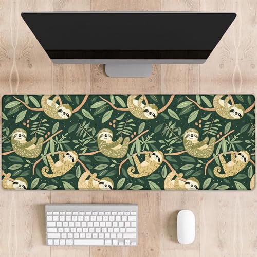 Funny Sloth Gaming Mouse Pad, Cute Sloths Hanging on Branches Large Desk Mat for Computer, Extended Keyboard Laptop Mouse Pads 31.5×11.8in, Non Slip Rubber Mousepad for Office Decor Gifts - color: Sloth30