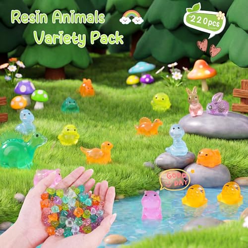220pcs Mini Resin Animals - Resin Animals Mystery Bags,Individually Wrapped Blind Bags Tiny Animal Figurines for Dollhouse, Fairy Garden, Aquarium, Party Favors & DIY Craft Decor - size: 220pcs