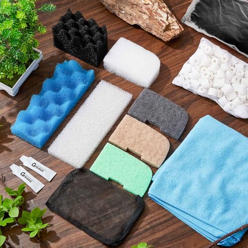 Threlaco 74 Pcs Filter Media Compatible with Fluval 306/307, Aquarium Replacement Media Kit, Foam, Activated Carbon, Nitrite/Phosphate/Ammonia Remover, Towel, Grease, Mesh Bags - style: 306/307
