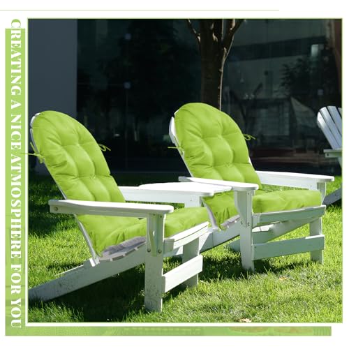 Geelin 2 Pcs Outdoor Patio Chair Cushion Thick High Back Adirondack Chair Cushion Tufted Weather & Fade Resistant Anti-Slip Outside Rocking Chairs Pads with Ties, 44 x 19 x 4 Inch (Fruit Green) - color: Fruit Green