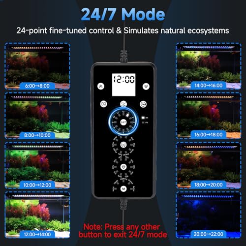 fishkeeper LED Aquarium Plant Light, 24/7 Full Spectrum Aquarium Light with 5 Nature Weather Mode, Auto On Off with Timer for 24-32 Inch Fish Tank, Adjustable Colors/Brightness with Memory Function - size: For 24-32 Inches Fish Tank