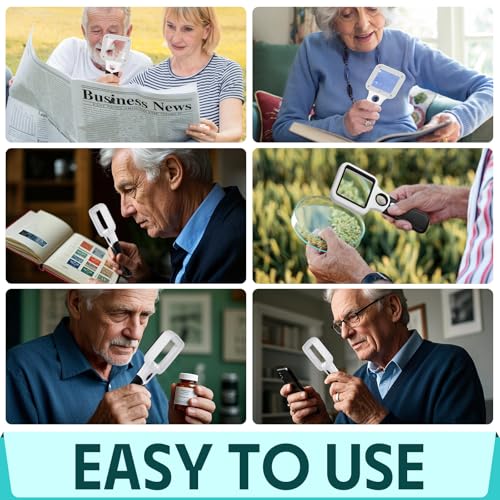 Compact Magnifying Glass with Lights,45X 10X Small Handheld Lighted Magnifier,3 LED Light Magnifying Glass for Reading Small Prints & Low Vision Seniors Rectangle 2PACK - color: 2 Pack Black Handle&white Frame