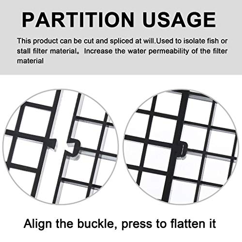 6 Pcs Aquarium Fish Tank Divider Plastic Egg Crate Aquarium Filter Bottom Tray Grid Isolation Board Partition Net Pane Separator for Mixed Breeding Light Diffuser,8 Pcs Sucker Clips Suction Cups,Black