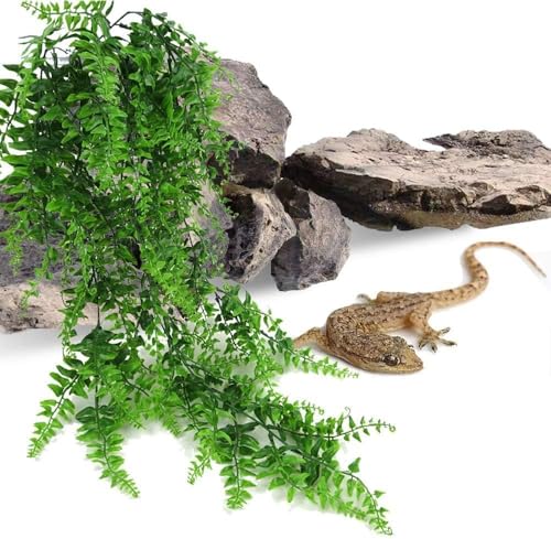 Reptile Plants Hanging Fake Vines Boston Climbing Terrarium Plant with Suction Cup for Bearded Dragons Lizards Geckos Snake Pets Hermit Crab and Tank Habitat Decorations (3 Pack)