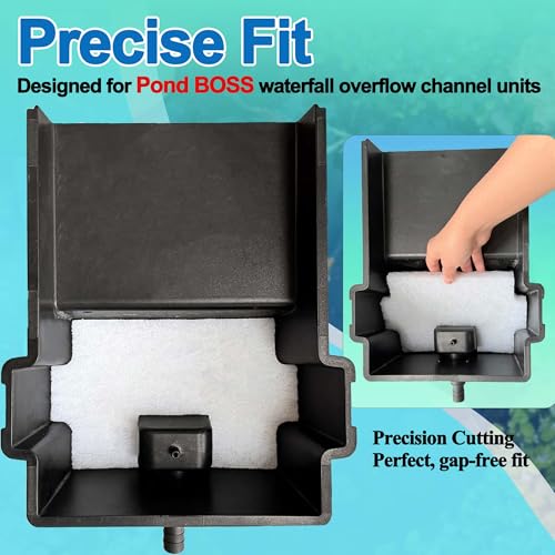 18PCS Upgraded Pond Waterfall Spillway Filter Media, 9* Pond Filter Pads + 500g Ceramic Rings+8 Bracket, Fish Filtration Durable Foam Mat for 8-Inch Waterfall Box