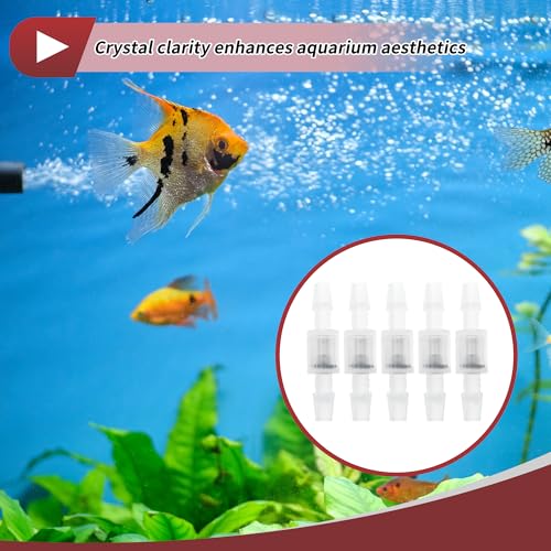5 Pcs Aquarium Plastic Hose Barb Fitting 1/4" Inline Check Valve One Way Non Return Barb Hose Fittings Clear Plastic