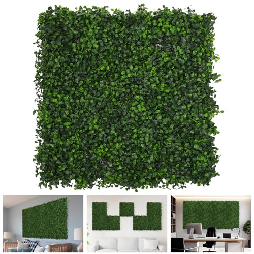 TANG 20"x20"-1PC Artificial Greenery Boxwood Panels Grass Wall Panel, Faux Privacy Fence Ivy Screens Backdrop Fake Hedge for Indoor Outdoor Wedding Décor, Dark Milan Boxwood Panel - color: Dark Milan Boxwood Panel, size: 20"x20"