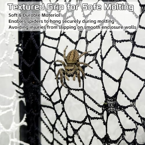 Hamiledyi Jumping Spider Enclosure Accessories 20 x 12'' Climbing Net Magnetic Spider Web Mesh Mantis Enclosure Net Tarantula Terrarium Habitat Decor (White+Black) - color: White+Black