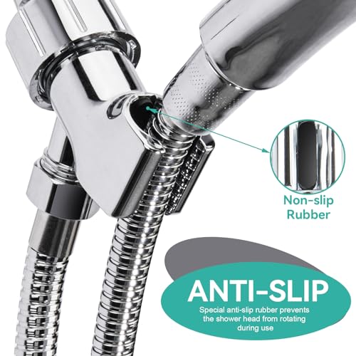 MAYYAYA Adjustable Handheld Shower Head Holder and Hose- Premium ABS Bracket- 360 Degree Rotatable Brass Ball：Arm Mount and Hose Connector- Easy Install and Replacement Parts(Silver) - color: Silver