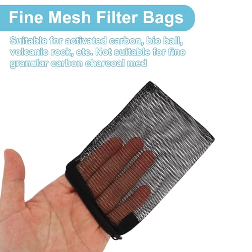 Aquarium Filter Media Bags, Fine Mesh Filter Bags, Mesh Zipper Bags for Activated Carbon Resin Filters, Reusable Fish Tank Filter Bag, 7.1 x 4.7 Inch, Black