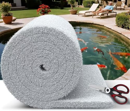 Fine Pond Filter Pad 12" x 72" x 1" - Thickened Cut-to-Fit Reusable Pond Filter Media for Outdoor Ponds, Aquariums & Fountains - Clear Healthy Water - size: 12" x 72"